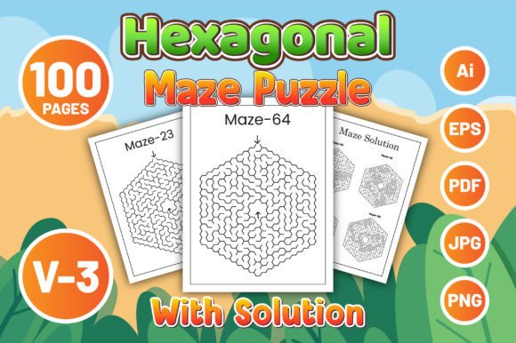 Finding Focus and Flow with Hexagonal Maze Puzzle with Solution V-3